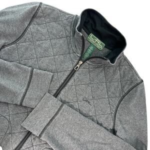 LRL Lauren Active Full Zip Quilted Long Sleeve Jersey Knit Jacket Womens Size L